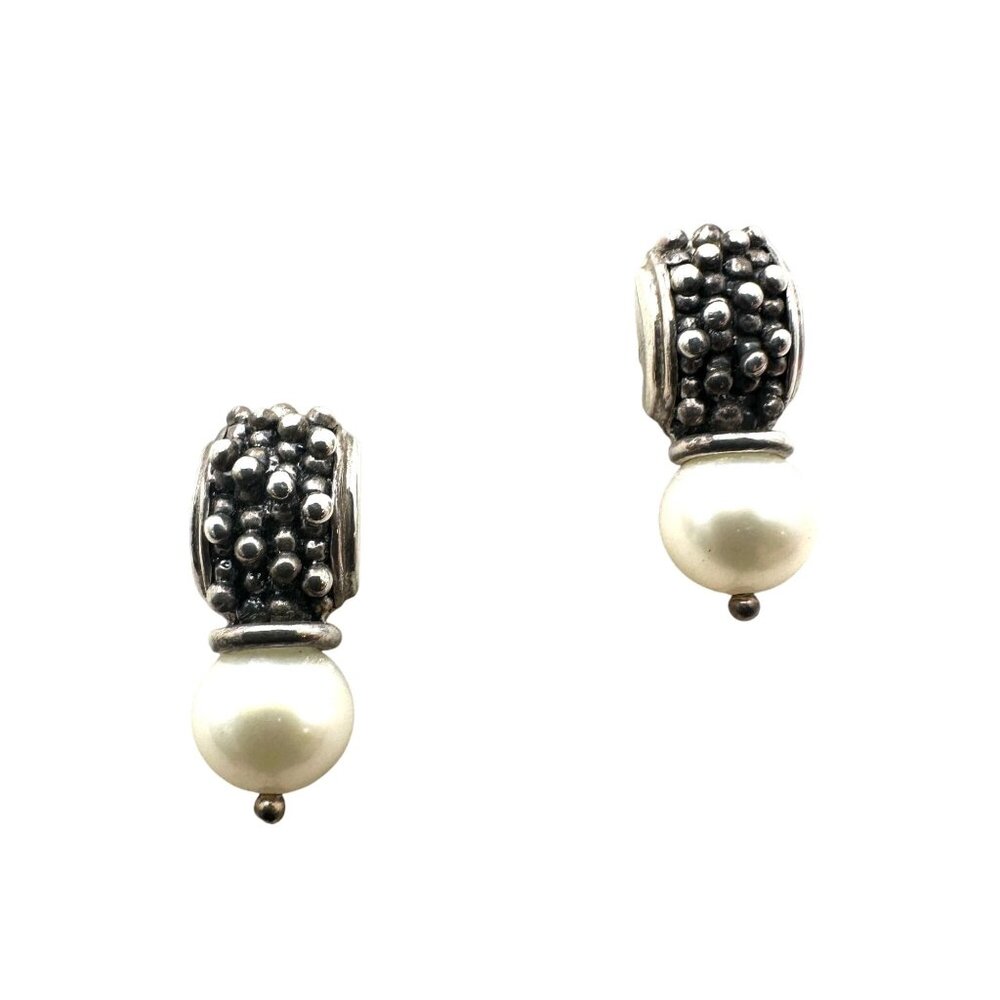 Michael Dawkins Earrings Sterling Silver Pierced Caviar Pearl Design